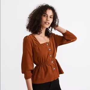 [ Madewell ] 100% Cotton | Lightweight Corduroy Wide Sleeve Boho Rust Orange